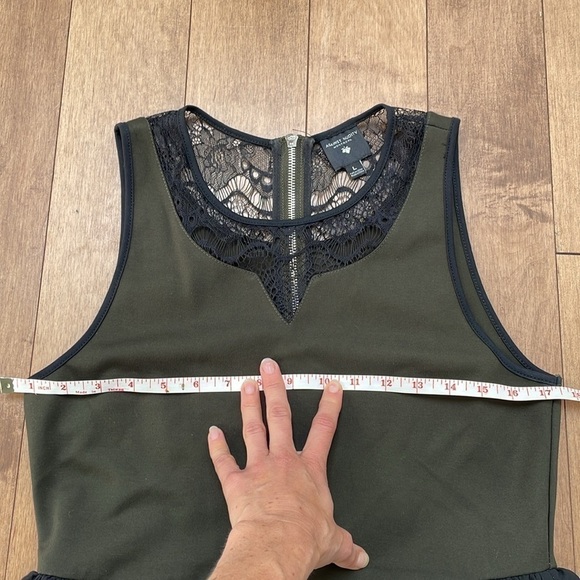Against Nudity lace tulle pleated skirt dress sleeveless, olive green size S/M/L - Picture 13 of 16